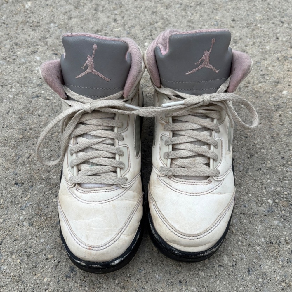 Nike Air Jordan 5 Retro Kids 3Y White Pink Black Sneakers HQ7979-102 High Top